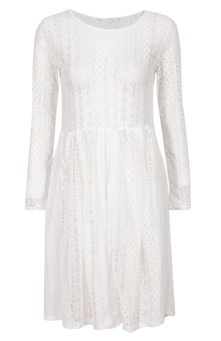 Romwe Round Neck Hollow Lace Dress