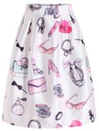 Romwe Elastic Waist Bag Print Skirt