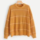 Romwe Rib Hem Striped Sweater