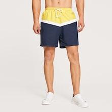 Romwe Guys Drawstring Waist Color-block Shorts