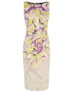 Romwe Apricot Sleeveless Contrast Lace Floral Print Dress
