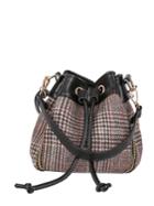 Romwe Gingham Print Drawstring Bucket Bag