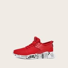 Romwe Men Lace-up Front Mesh Trainers