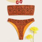 Romwe Snakeskin Print Bandeau Bikini Set