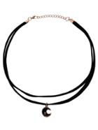 Romwe Black Two-layer Bead Pendant Choker Necklace