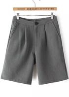 Romwe With Button Slim Grey Shorts