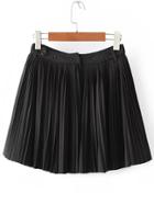 Romwe Black Pleated Skirt With Buttons