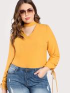 Romwe Tie Up Long Sleeve Choker Top