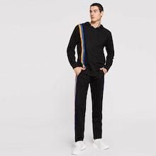 Romwe Men Striped Drawstring Hoodie & Sweatpants Set