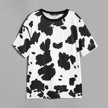 Romwe Guys Dairy Cow Print Top