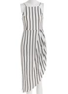 Romwe Spaghetti Strap Vertical Striped Asymmetrical Dress