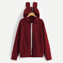Romwe Plus Solid Hooded Coat