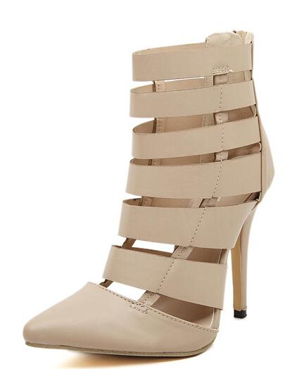Romwe Apricot Hollow Stiletto High Heel Shoes