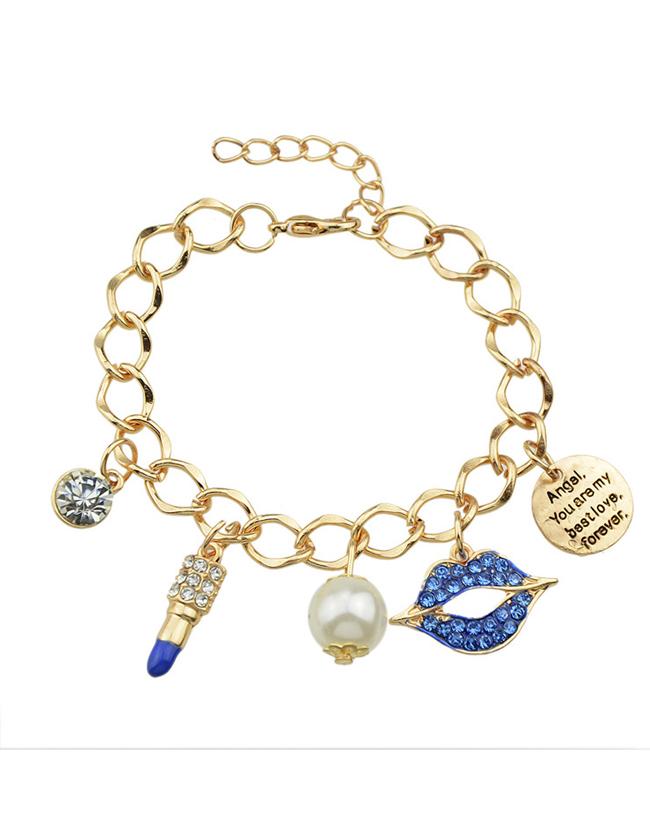 Romwe Blue Adjustable Charms Bracelet