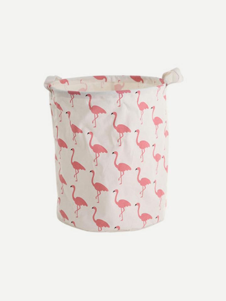 Romwe Flamingo Print Storage Bucket
