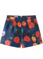 Romwe Blue High Waist Vintage Floral Shorts