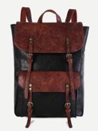 Romwe Black Faux Leather Buckle Strap Flap Pocket Backpack