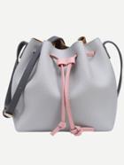 Romwe Color Block Faux Leather Drawstring Bucket Bag