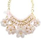 Romwe Gold Gemstone Flower Chain Necklace