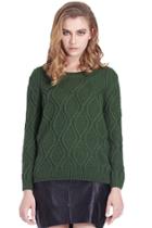 Romwe Diamond Pattern Army Green Jumper
