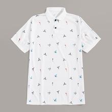 Romwe Guys Bird Print Polo Shirt