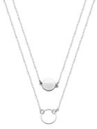Romwe Silver Double Layer Geometric Round Necklace