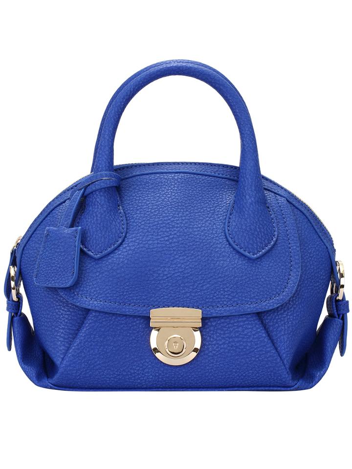 Romwe Blue Metal Buckle Pu Shoulder Bag