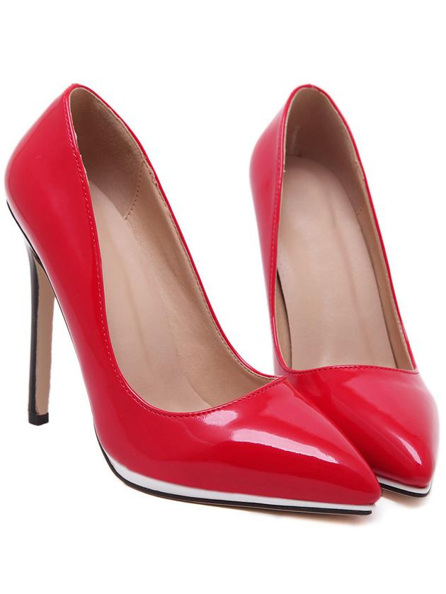Romwe Red Pointed Toe High Stiletto Heel Pumps