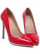 Romwe Red Pointed Toe High Stiletto Heel Pumps