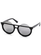 Romwe Black Frame Grey Round Lens Sunglasses