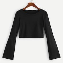 Romwe Ribbed Split Sleeve Crop Tee