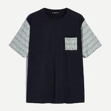 Romwe Guys Pocket Patched Geo Print Tee