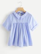 Romwe Tie Back Striped Cuffed Top