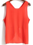 Romwe Criss Cross Back Chiffon Orange Tank Top