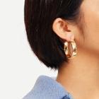 Romwe Wide Metal Hoop Earrings