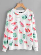 Romwe Allover Watermelons Print Sweatshirt