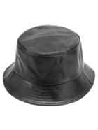 Romwe Faux Leather Bucket Hat