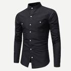 Romwe Men Stand Collar Solid Shirt