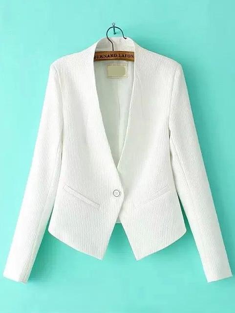 Romwe Single Button Slim White Blazer