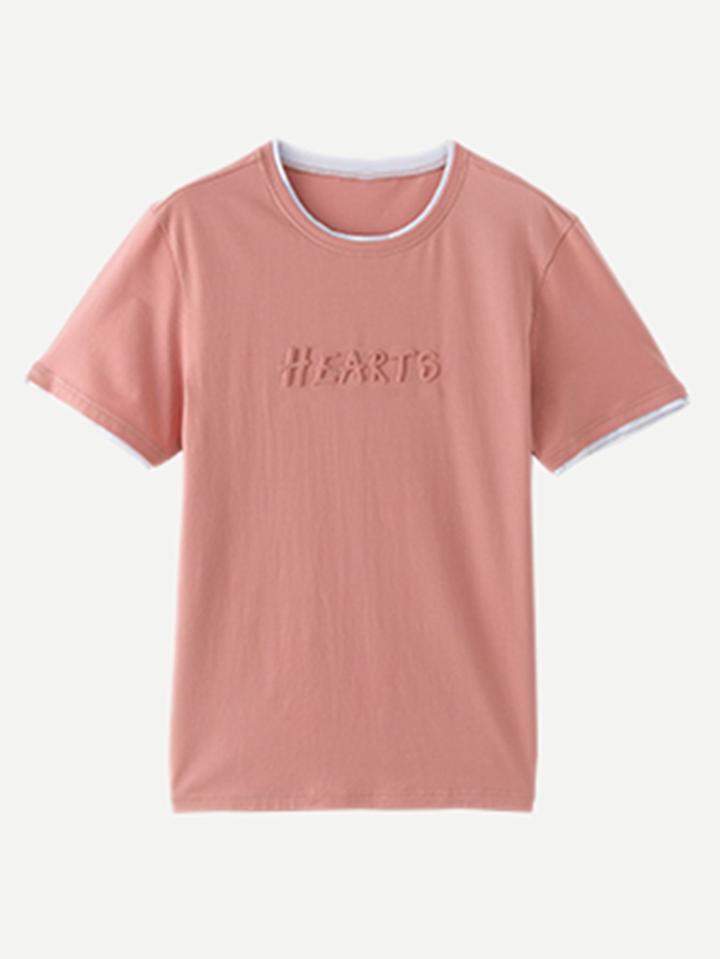 Romwe Men Contrast Neck Tee