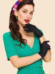 Romwe Polka Dot Gloves