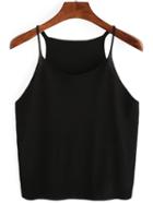 Romwe Black Knitted Cami Top