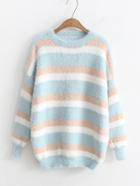 Romwe Block Striped Mohair Jumper Sweater