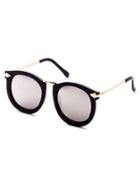 Romwe Black Frame Metal Arm Grey Lens Sunglasses