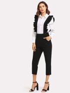 Romwe Solid Jumpsuit With Ruffle Strap
