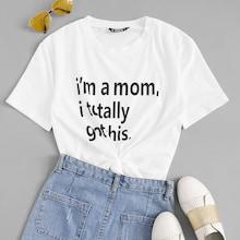 Romwe Plus Slogan Print Short Sleeve Tee