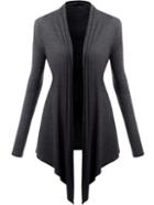 Romwe Long Sleeve Asymmetrical Grey Coat