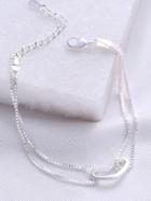 Romwe Silver Heart Charm Chain Bracelet