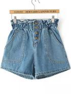 Romwe High Waist With Pockets Denim Shorts
