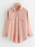 Romwe Dip Hem Denim Shirt Jacket
